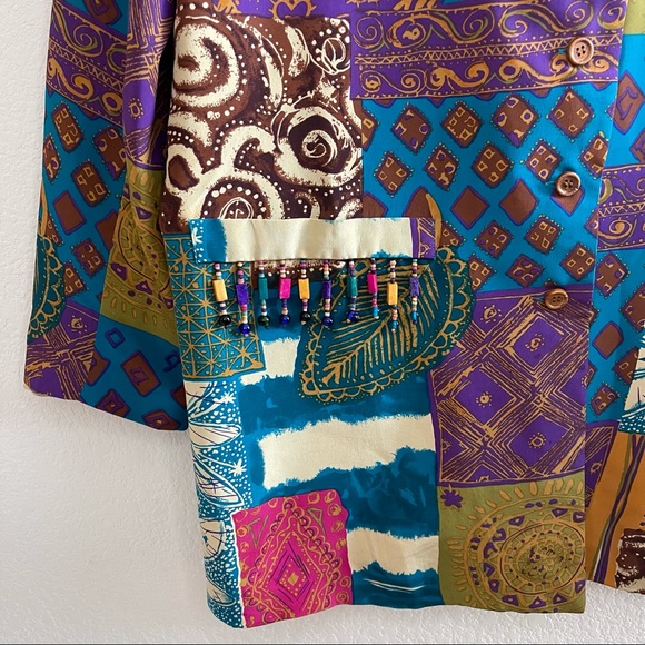 VTG Diane Gilman | 100% Silk Beaded Fringe Blazer - Picture 6 of 12